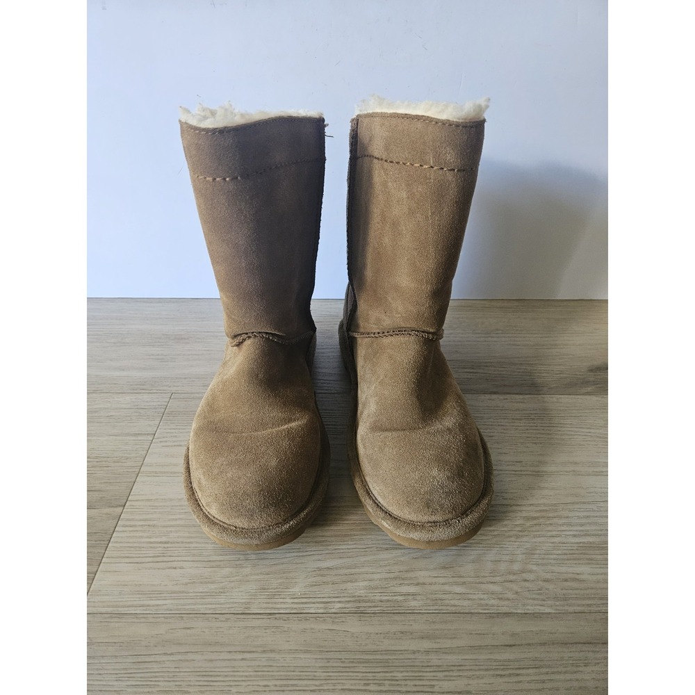 Bearpaw Morgan Brown Suede Mid Calf Boots Womens 8 Winter 2016W Fleece Lined